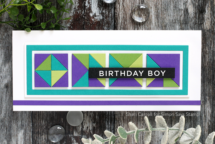 STAMPtember® 2020 Blog Party Shari Carroll Slimline Nested Rectangles and Geometric Builder Squares dies
