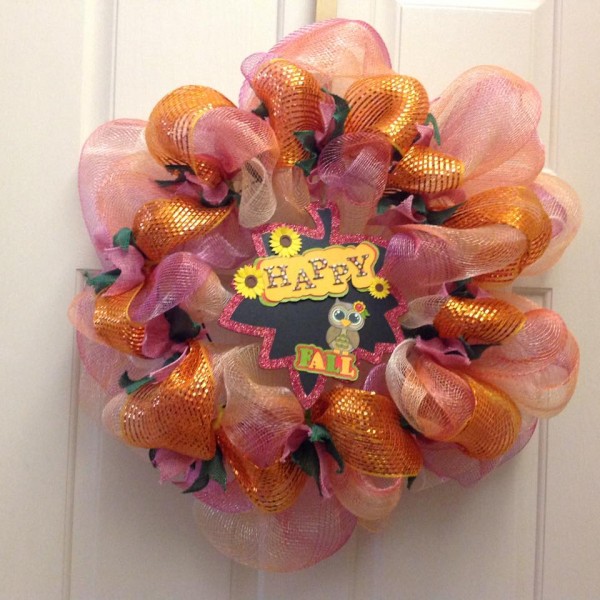 Happy Fall Mesh Wreath 2015