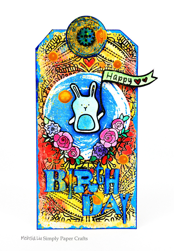 meihsia-liu-simply-paper-crafts-mixed-media-tag-birthday-rabbit-simon-says-stamp-tim-holtz