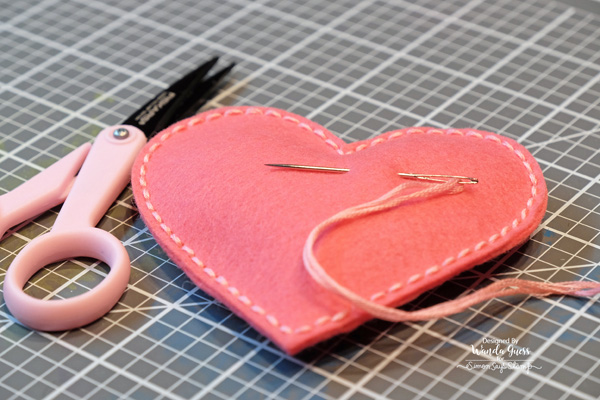 Felt banner with heart and hedgehogs. Memory Box and Simon Says Stamp Dies