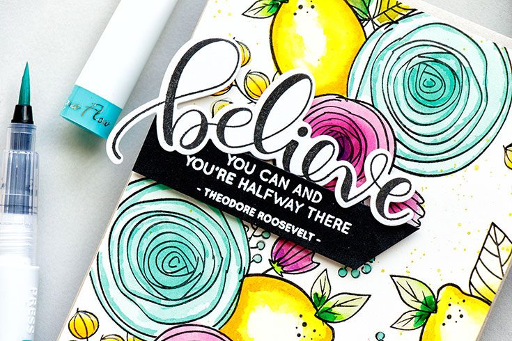 Yippee for Yana: Stamped & Watercolor Pattern with Nuvo Aqua Flow Pens