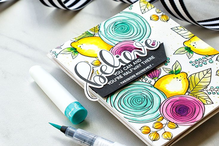 Yippee for Yana: Stamped & Watercolor Pattern with Nuvo Aqua Flow Pens