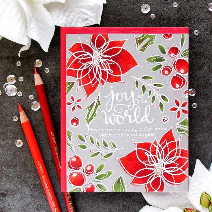 Yippee for Yana: Joy To The World Card - Pencil Coloring Over White Heat Embossing