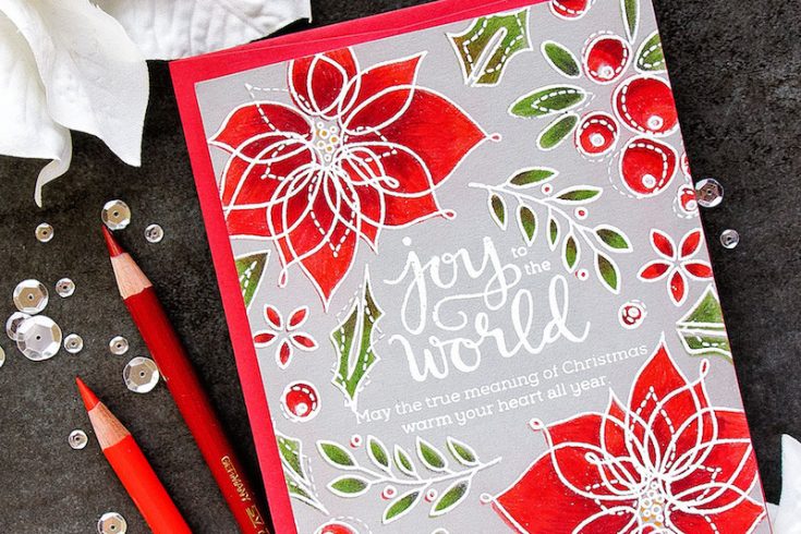 Yippee for Yana: Joy To The World Card - Pencil Coloring Over White Heat Embossing