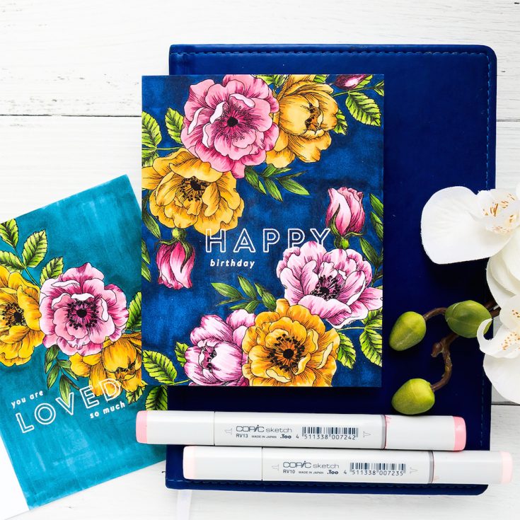 Yippee for Yana: One Layer Floral Copic Colored Cards