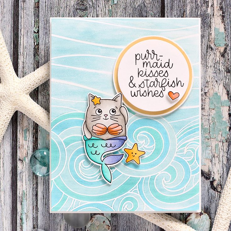 Simon Says Stamp Good Vibes Release Shari Carroll Summer Cuddly Critters stamp set and Beachy Waves background stamp