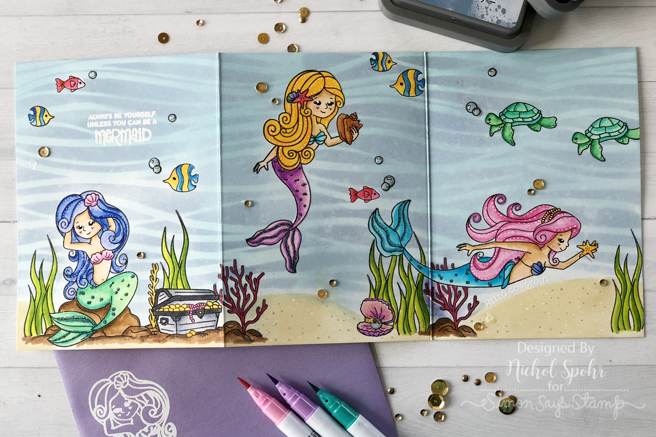 Mermaid Tri-Fold Card featuring our Sea Treasure September 2018 Card Kit!
