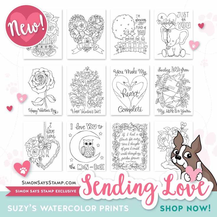 Simon Says Stamp Suzy's SENDING LOVE Watercolor Prints