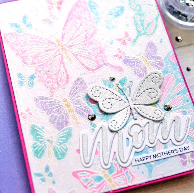 One stamp, five ways: Outline Butterflies