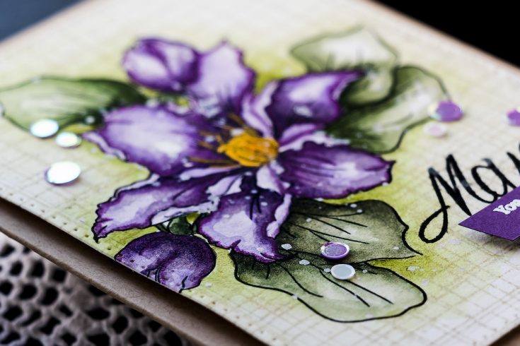 Yippee for Yana: Watercolor Clematis Card for Mom