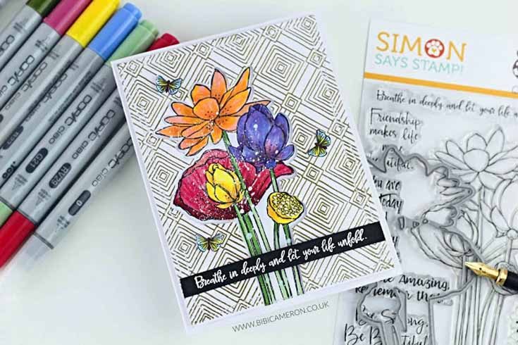 Bibi Cameron Simon Says Stamp July 2019 Throwback Thursday Sketch Lotus stamp set and dies and Plantiful Puns stamp set