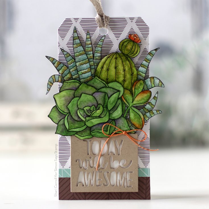 Believe in You Blog Hop Shari Carroll Suzy’s Succulents Watercolor Cards and Today Will Be Awesome die