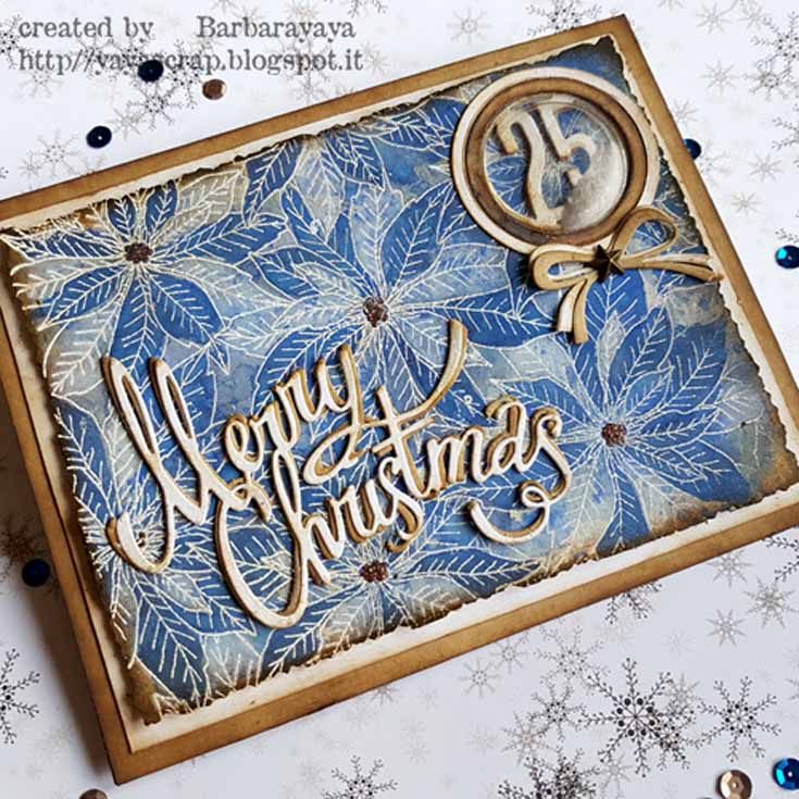 World Card Making Day Barbara Schiassi Poinsettia background stamp