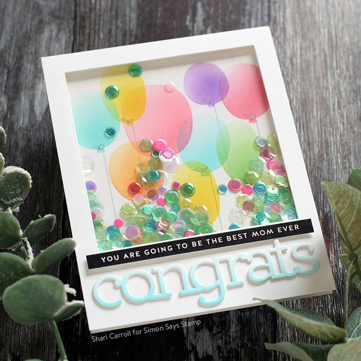 Sunny Days Ahead Blog Hop Shari Carroll Graduation Celebration stencil, Congrats dies, and Reverse Mom Days strips