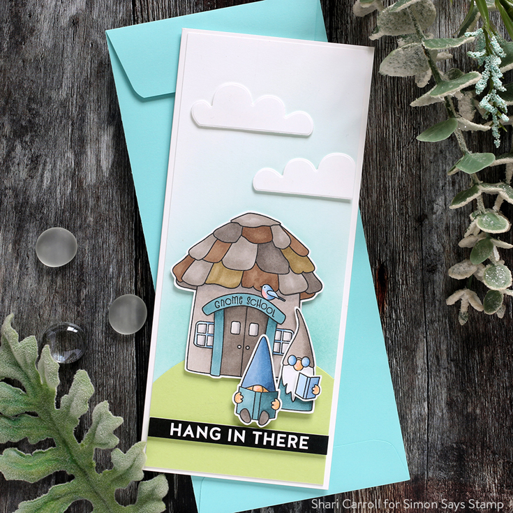 Let’s Connect Blog Hop Shari Carroll Gnome School sentiment strips and Gnome School stamp set and dies