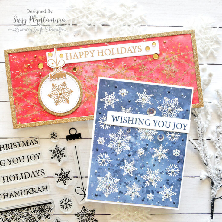Folk Art Snowflakes and Winter Sayings Gina K Designs Clear Cling Stamp Set Bundle on a 4 x 6 Backing