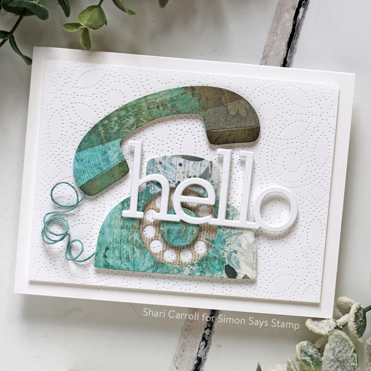 DieCember® Blog Hop Shari Carroll Hello, Dial Phone, and Detail Bohemian Plate dies