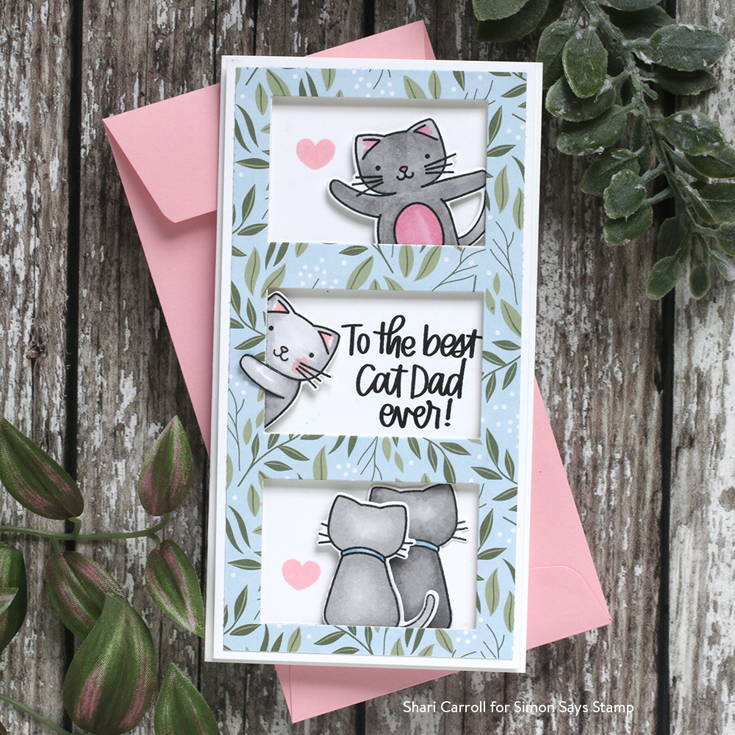 All the Feels Blog Hop Shari Carroll Happy Meowther’s Day stamps and dies, Mini Slimline Window Die