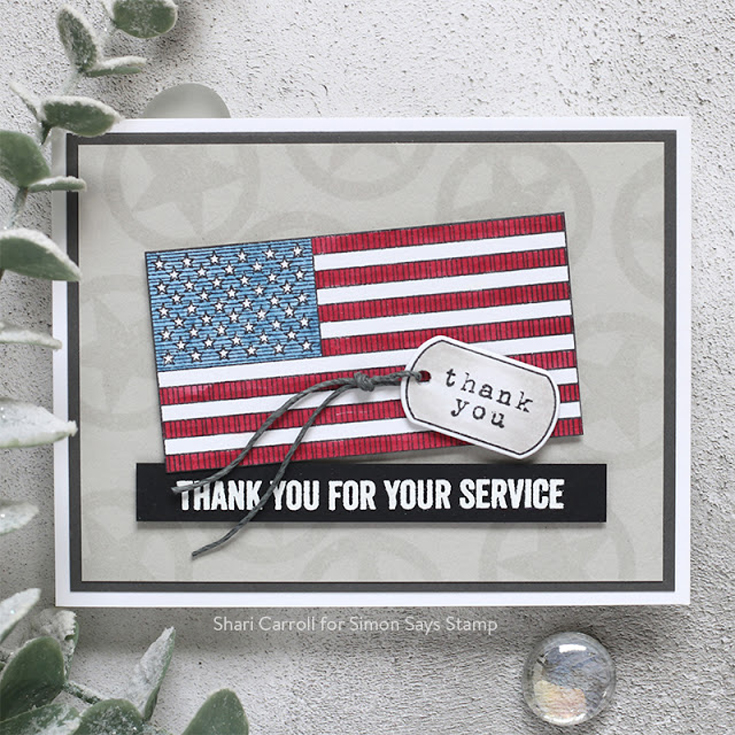 Shari Carroll Simon Says Stamp May 2021 Throwback Thursday Patriotic Service stamps and coordinating dies