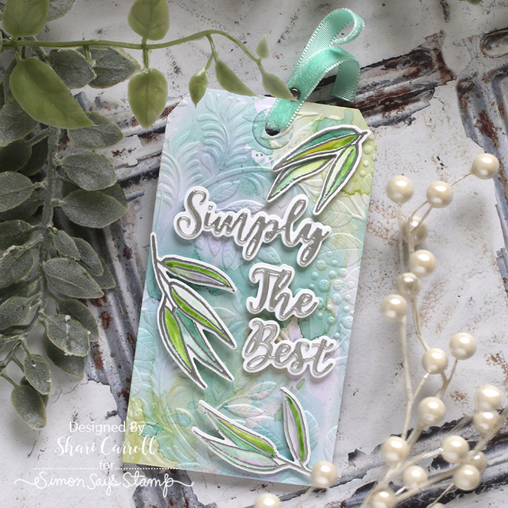 Rainbows Blog Hop Shari Carroll Vine Canopy embossing folder, Birthday Seedlings stamp and coordinating dies, Simply and The Best dies