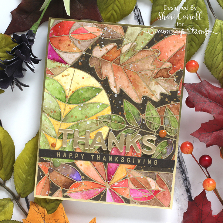 Peace on Earth Blog Hop Shari Leafy Leaves cling, Thanksgiving die, and Let the Gourd Times Roll stamp