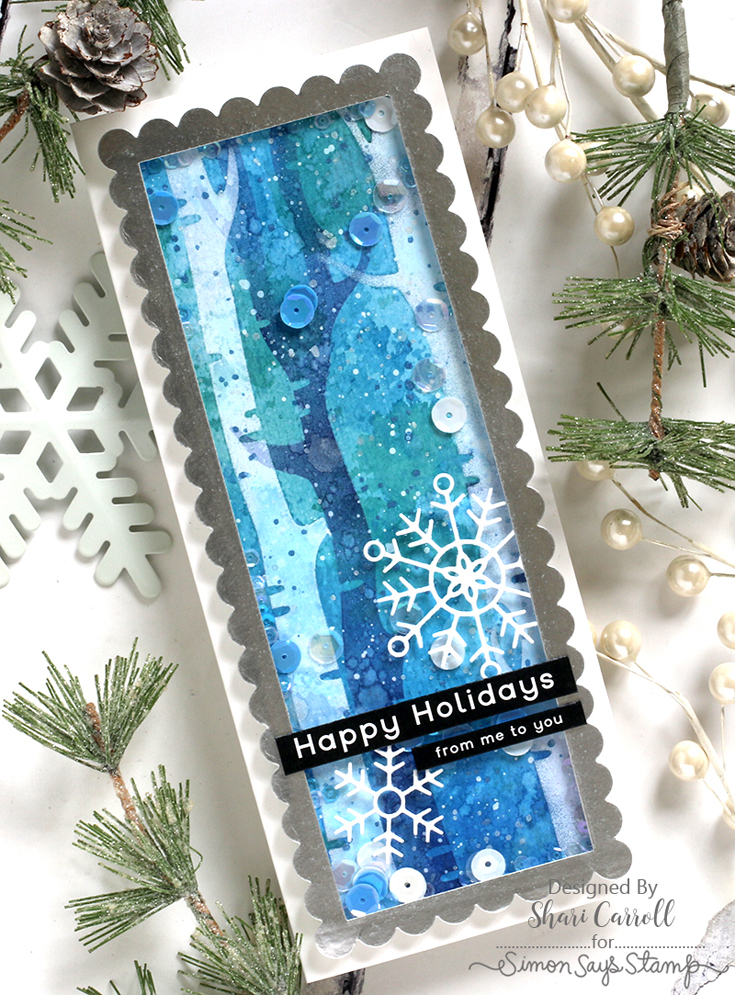 Handmade Holiday Blog Hop Shari Carroll Birch Trees stencil