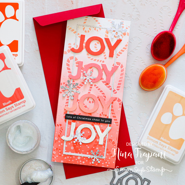 Handmade Holiday Blog Hop Nina-Marie Trapani Candy Canes stencils and Pawsitively Saturated Inks