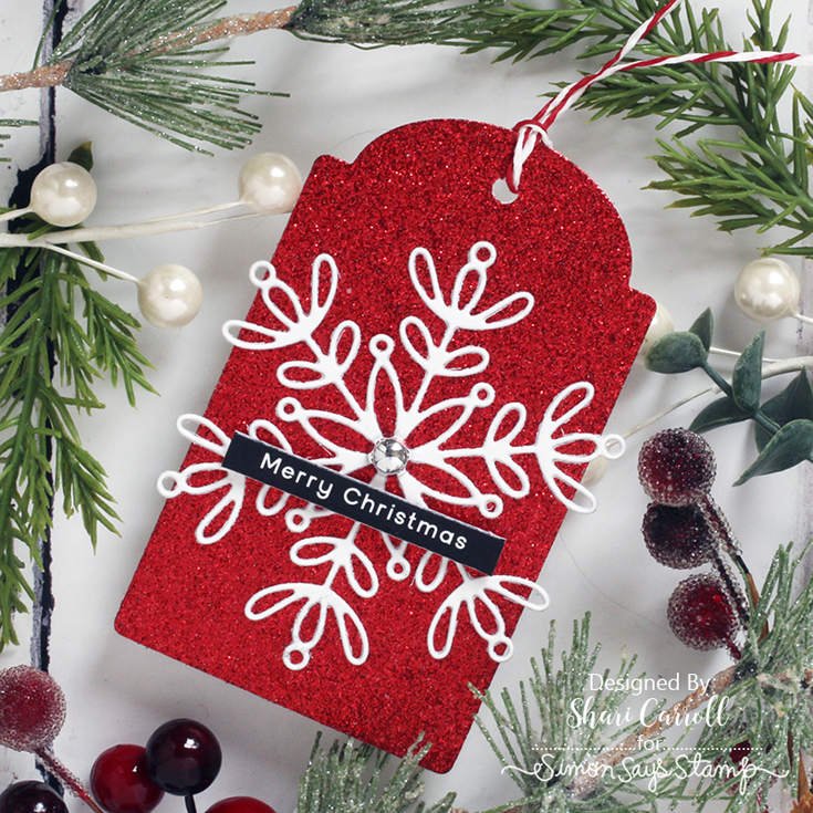 Holiday Sparkle Blog Hop Shari Carroll Amelia Snowflake die and Christmas Glitter cardstock 6x6 pack