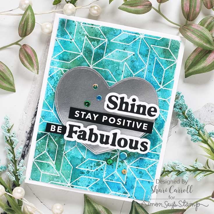 Be Creative Blog Hop Shari Carroll You Shine and Simply Fabulous dies, Reverse Journaling sentiment strips, Parallelogram cling