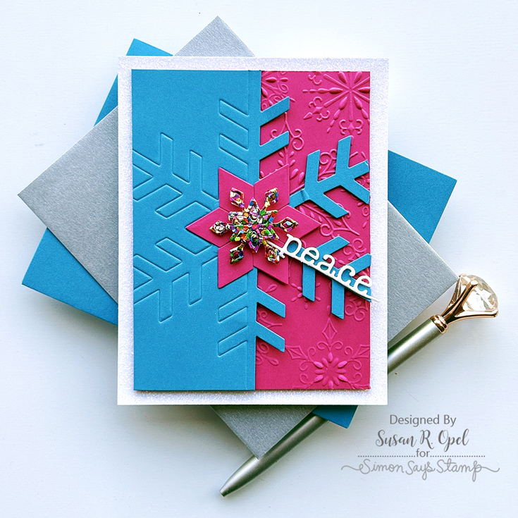 DieCember® Blog Hop Susan R. Opel Ornament Tags and Geometric Snowflake dies and Fanciful Flurries embossing folder