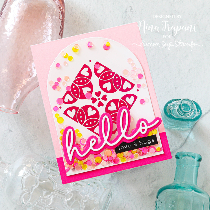 Smitten and Sweetheart Blog Hop Nina-Marie Trapani Heart Medallion hot foil plate and Reverse All the Love sentiment Strips