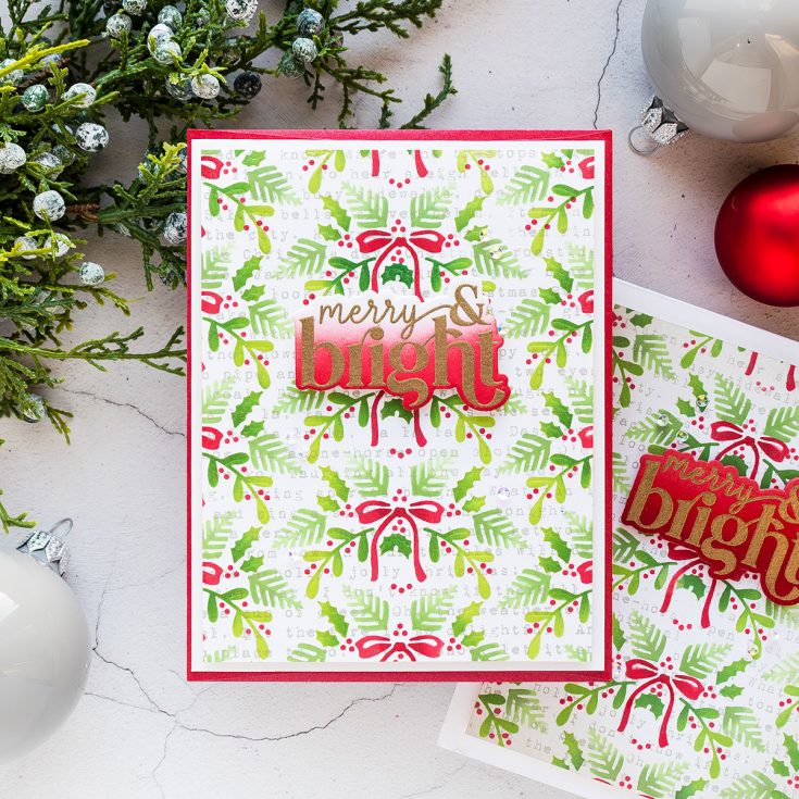 Simple Ink Blending with Festive Bough Pattern Stencils