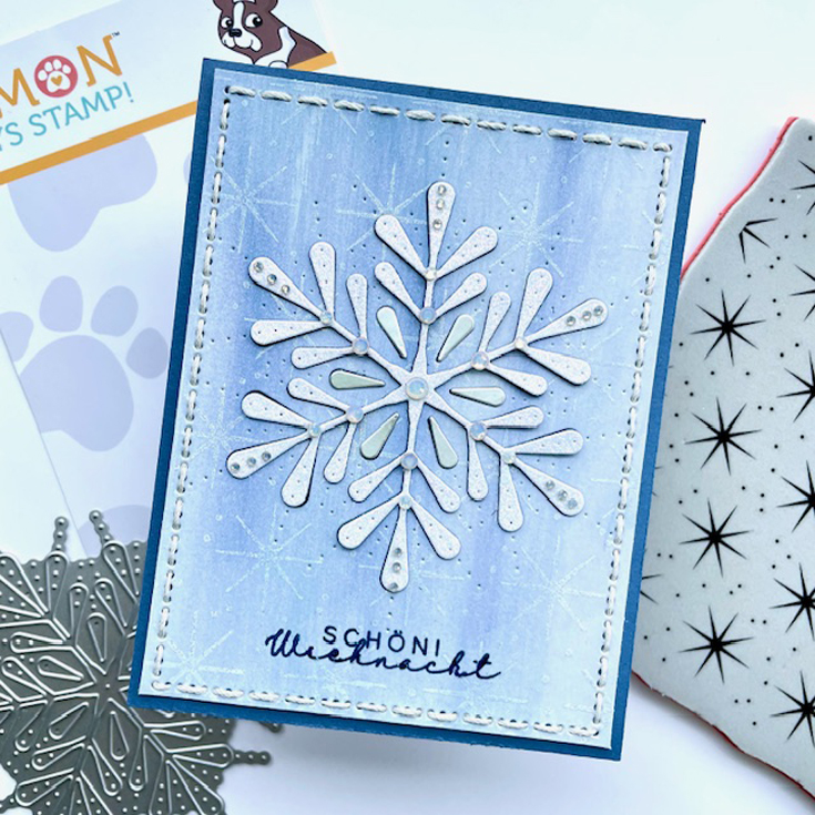 World Card Making Day 2025 Adriana Arminio Grand Pixie Snowflake Die, Christmas Star Background Stamp