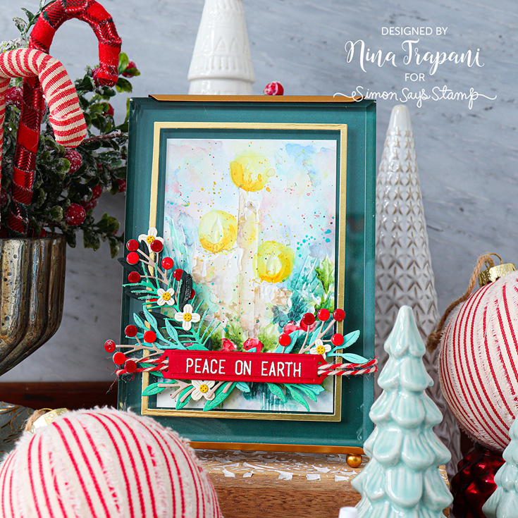 Sugar and Spice Blog Hop Nina-Marie Trapani Christmas Candles embossing folder, Ho Ho Holliday Greens die, Labels Slides Christmas stamp and Label Slides die