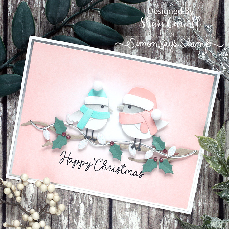 And Everything Nice Blog Hop Shari Carroll Birdies Winter Accessories die and Pawsitively Saturated Shell ink