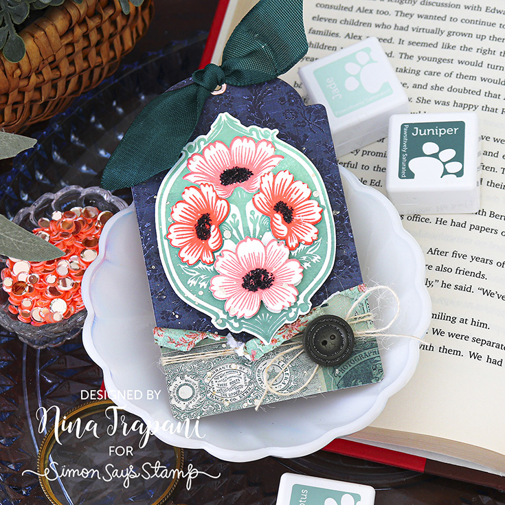 Every Happiness Blog Hop Nina-Marie Trapani Deco Blossoms stamp and coordinating die and Green Forests Ink Cubes